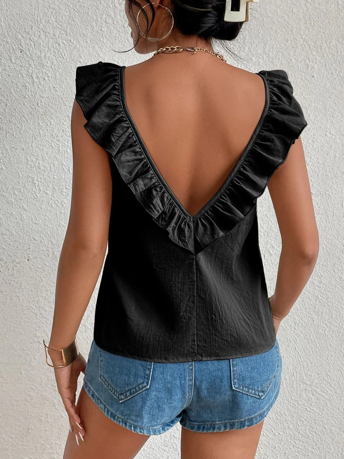 Backless Ruffled Scoop Neck Tank - Image 18