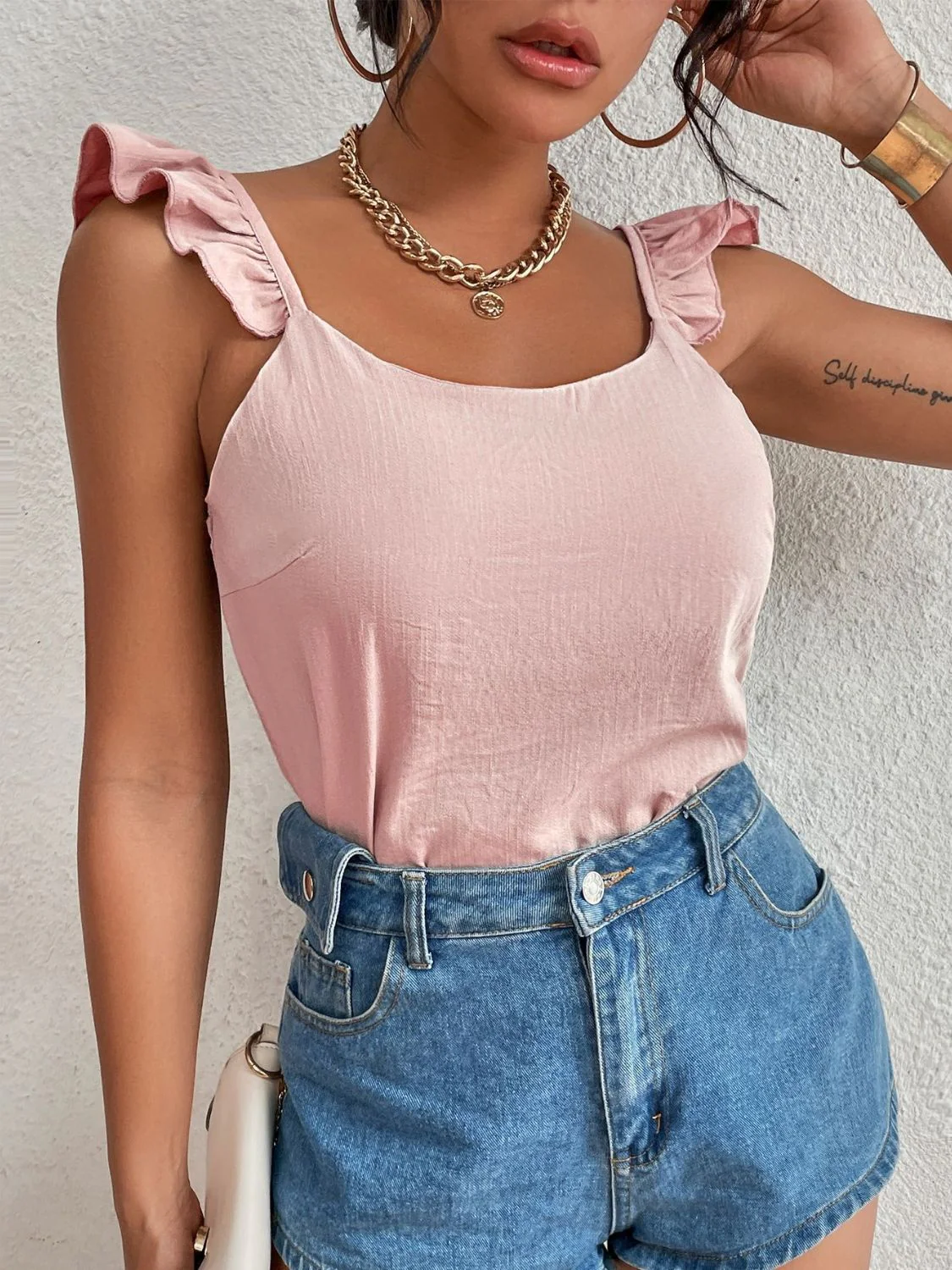 Backless Ruffled Scoop Neck Tank - Image 7
