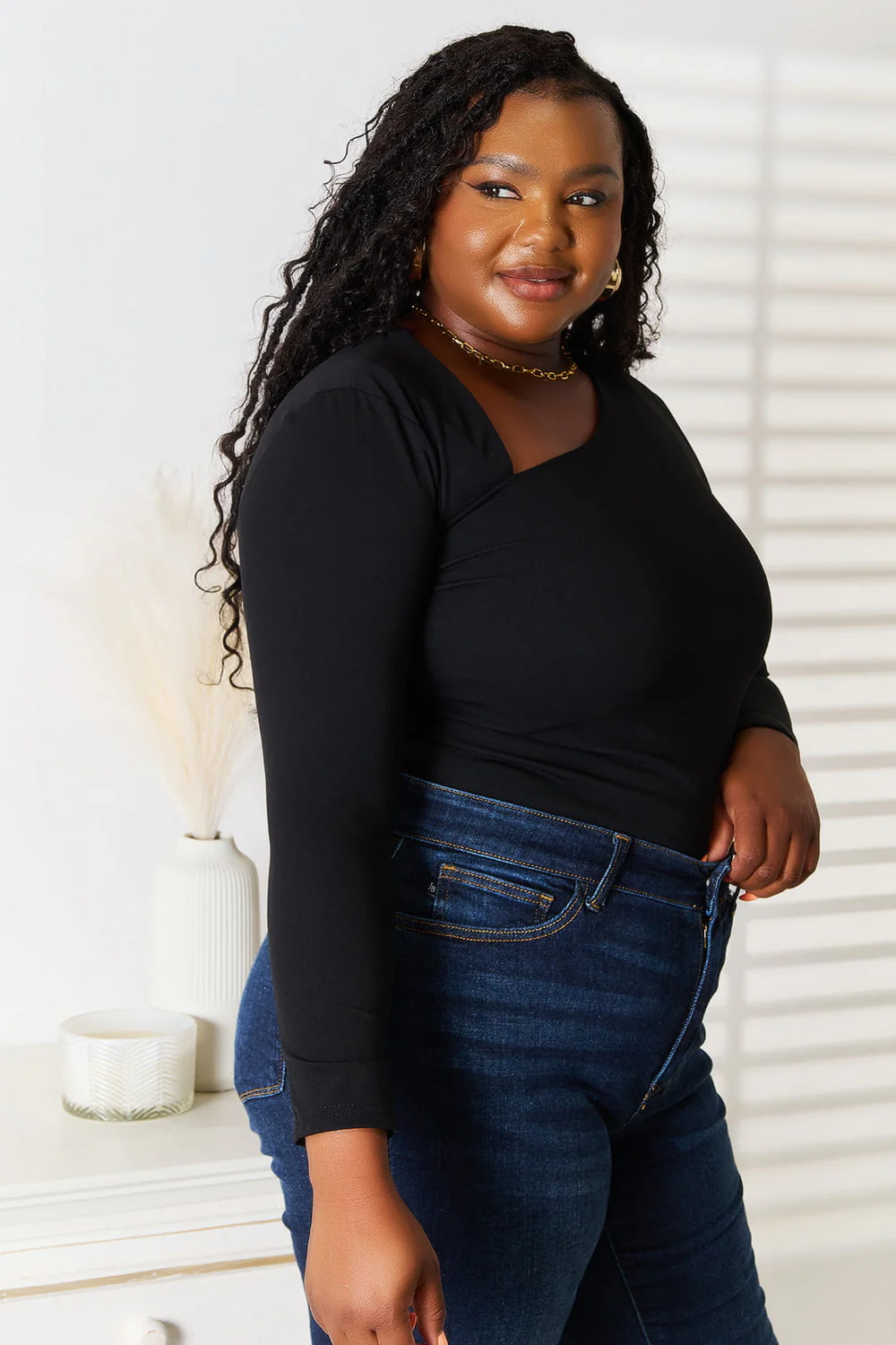 Basic Bae Asymmetrical Neck Long Sleeve Top - Image 5