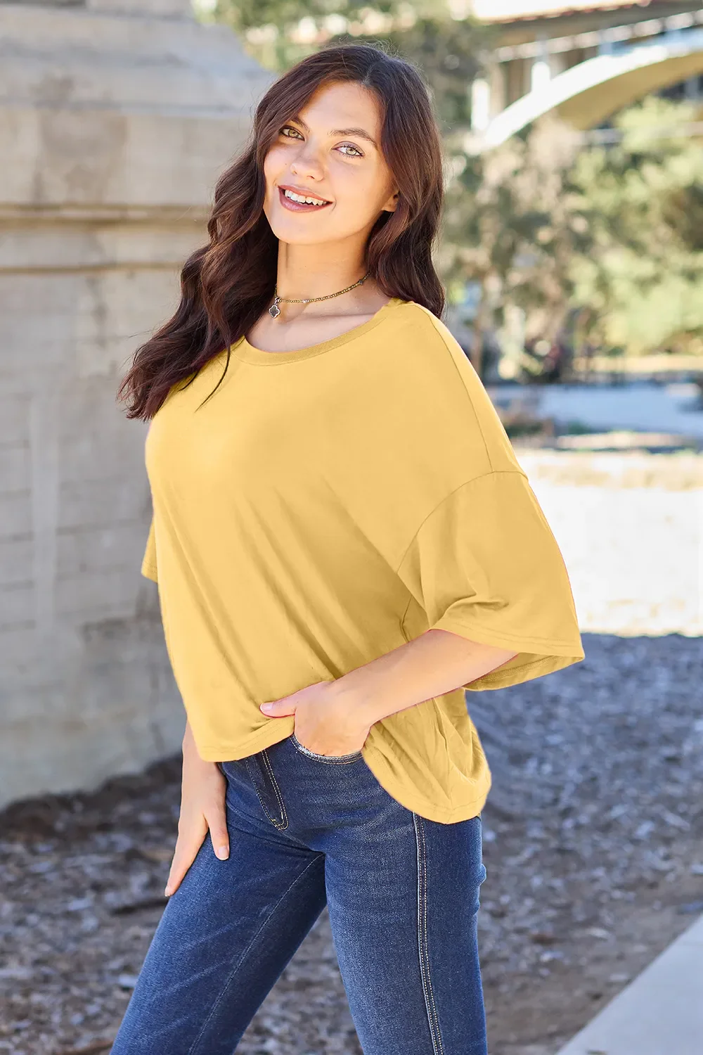 Basic Bae Bamboo Full Size Round Neck Drop Shoulder T-Shirt - Image 18