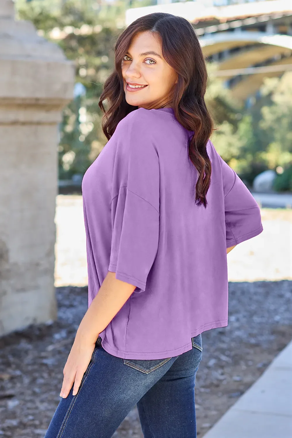 Basic Bae Bamboo Full Size Round Neck Drop Shoulder T-Shirt - Image 3