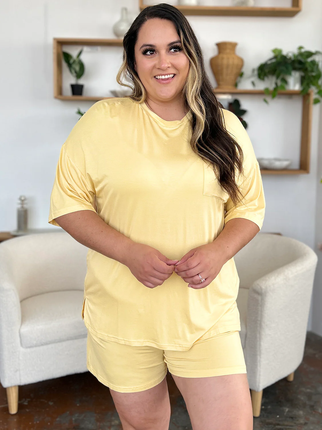 Basic Bae Bamboo Full Size Round Neck Drop Shoulder T-Shirt and Shorts Set - Image 6