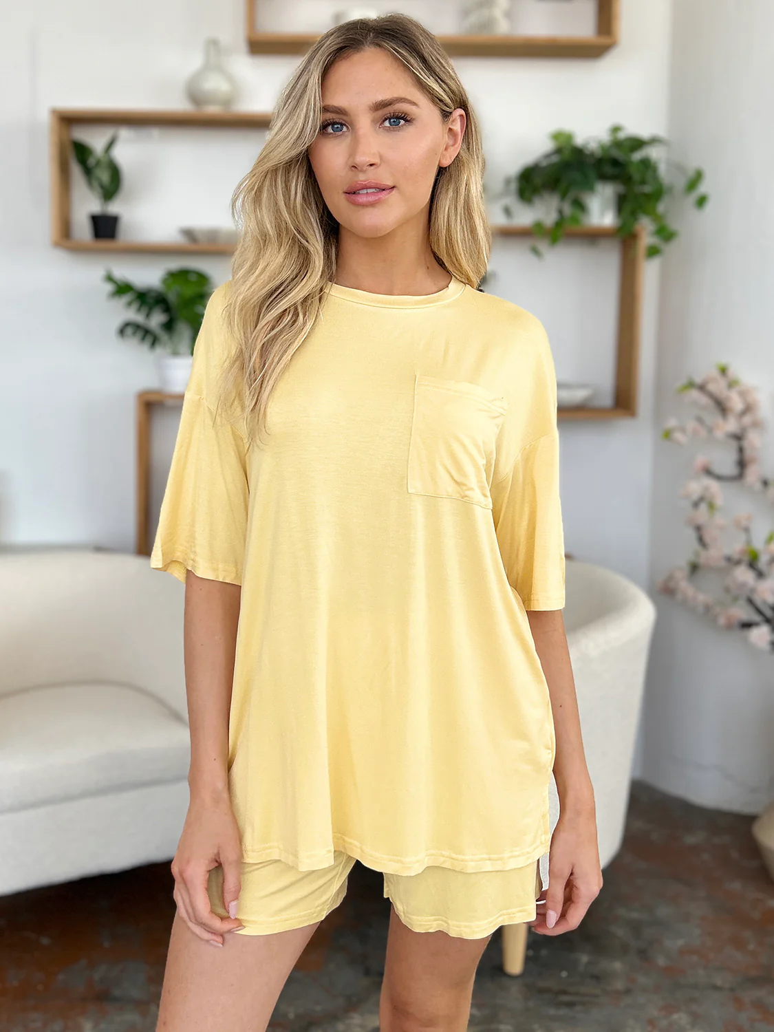 Basic Bae Bamboo Full Size Round Neck Drop Shoulder T-Shirt and Shorts Set - Image 9