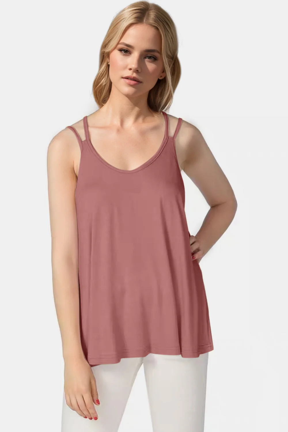 Basic Bae Bamboo Scoop Neck Double Spaghetti Straps Cami - Image 3