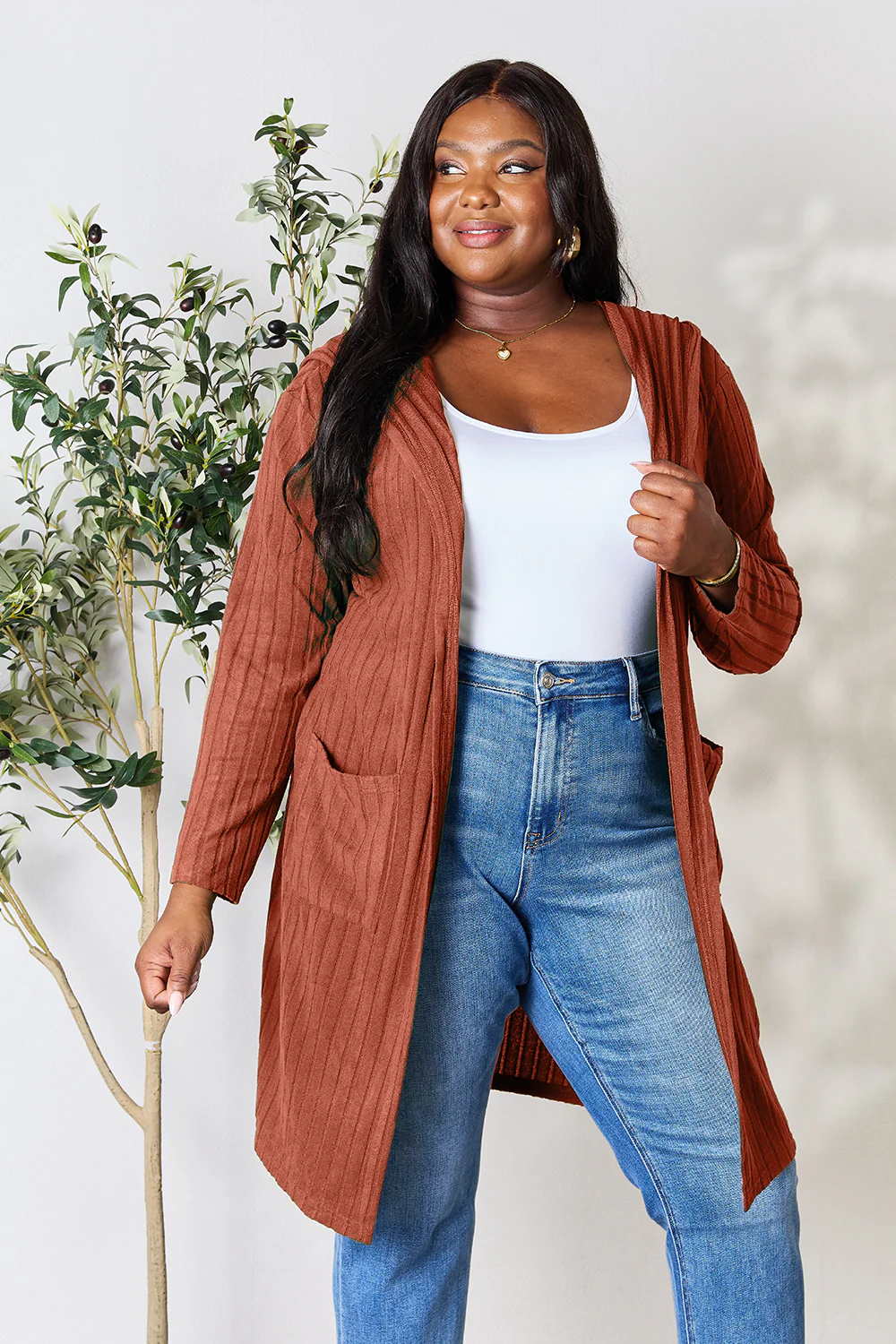 Basic Bae Full Size Hooded Sweater Cardigan - Image 11
