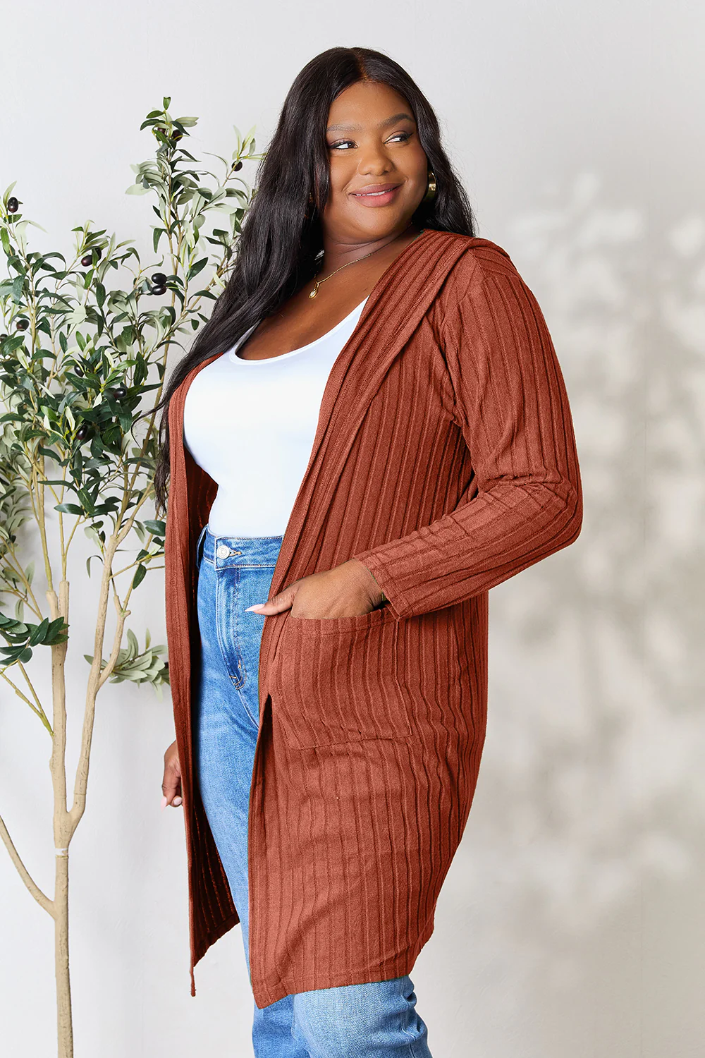 Basic Bae Full Size Hooded Sweater Cardigan - Image 12