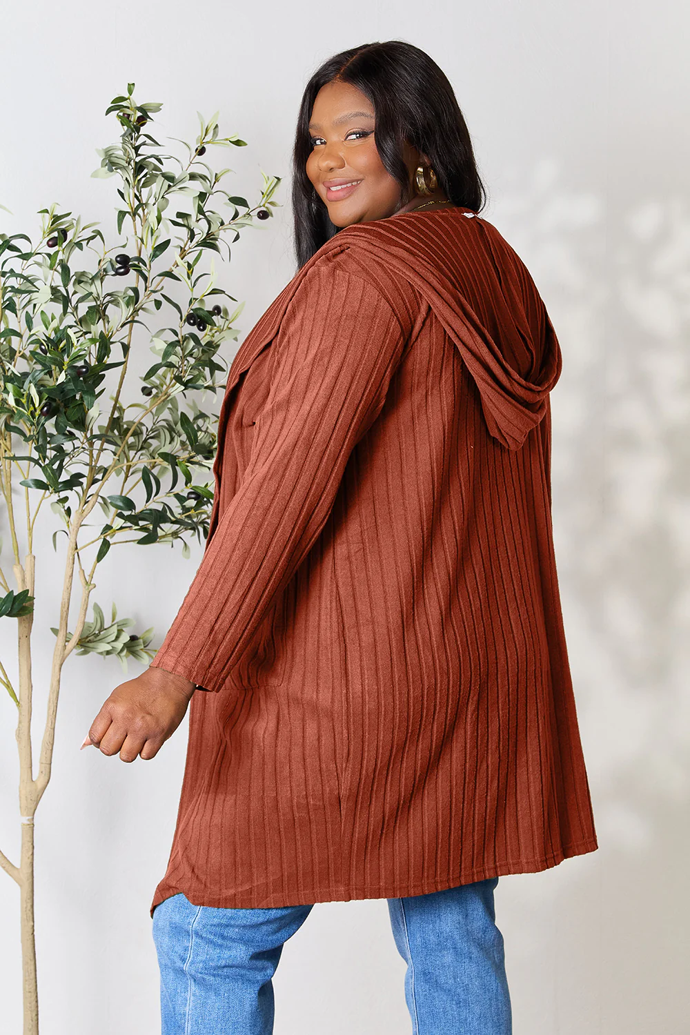 Basic Bae Full Size Hooded Sweater Cardigan - Image 13