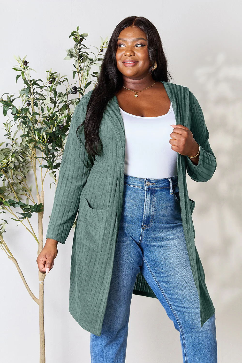 Basic Bae Full Size Hooded Sweater Cardigan - Image 18
