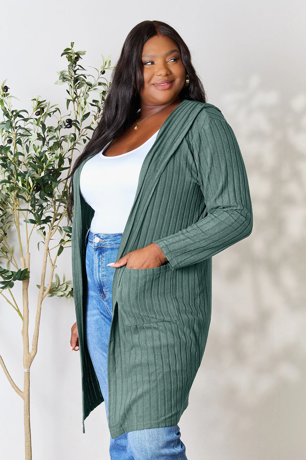 Basic Bae Full Size Hooded Sweater Cardigan - Image 19