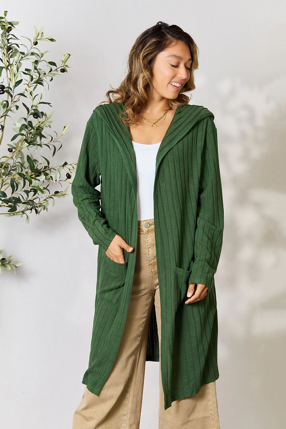 Basic Bae Full Size Hooded Sweater Cardigan - Image 22