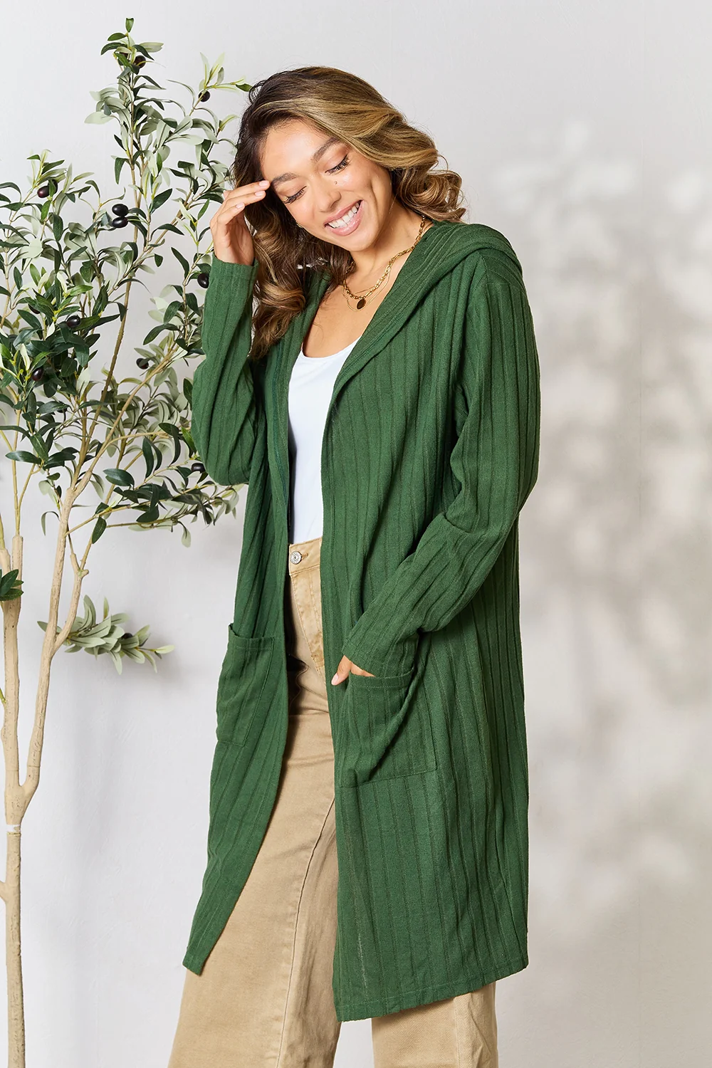 Basic Bae Full Size Hooded Sweater Cardigan - Image 23