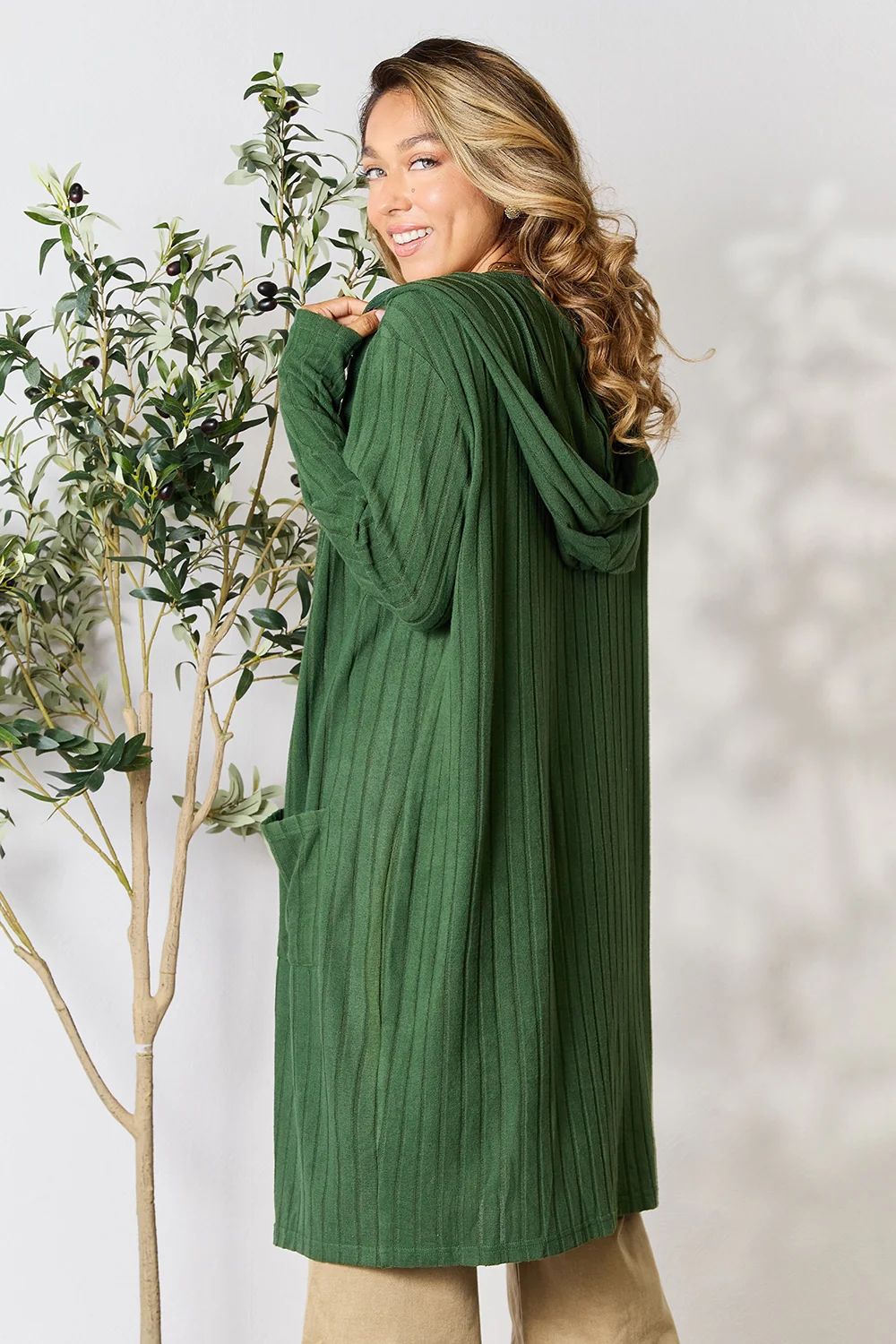 Basic Bae Full Size Hooded Sweater Cardigan - Image 24