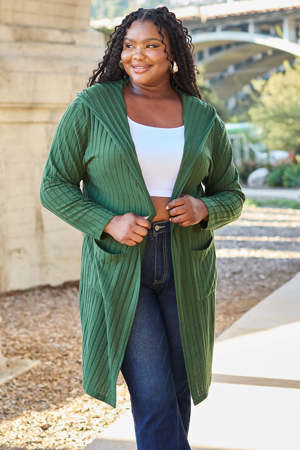 Basic Bae Full Size Hooded Sweater Cardigan - Image 25