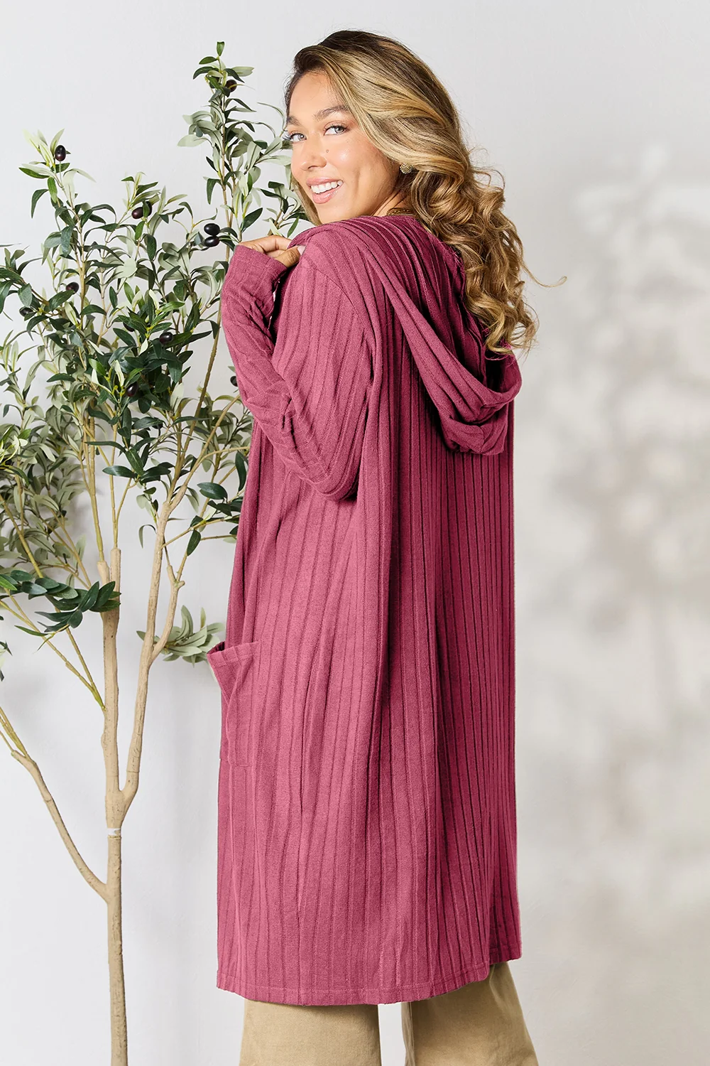 Basic Bae Full Size Hooded Sweater Cardigan - Image 30