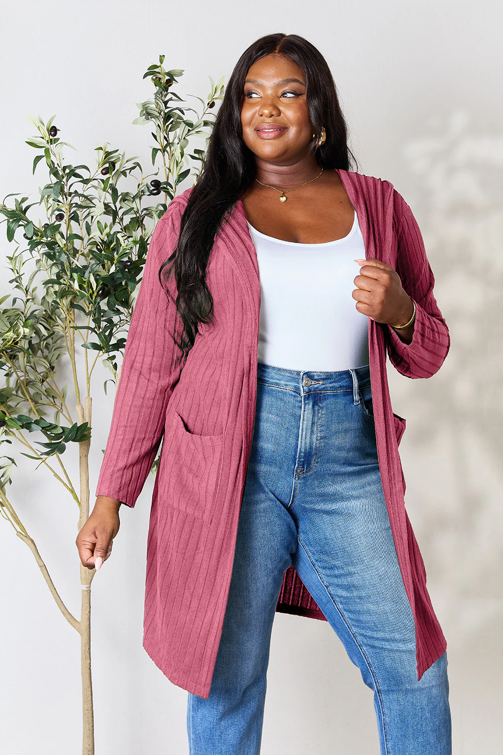 Basic Bae Full Size Hooded Sweater Cardigan - Image 31