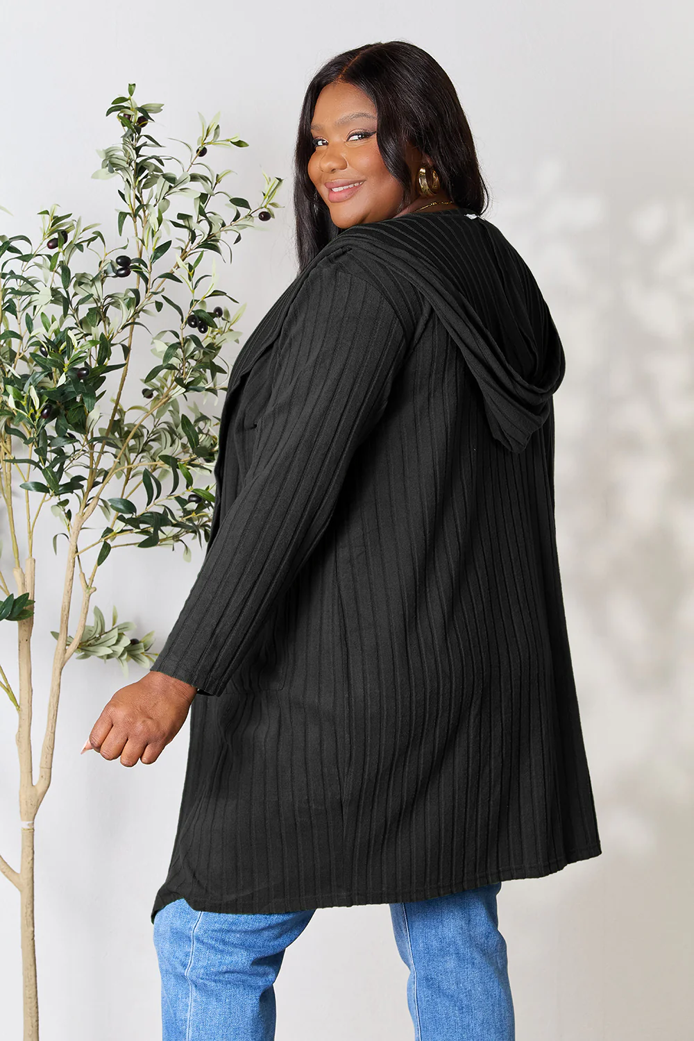 Basic Bae Full Size Hooded Sweater Cardigan - Image 6