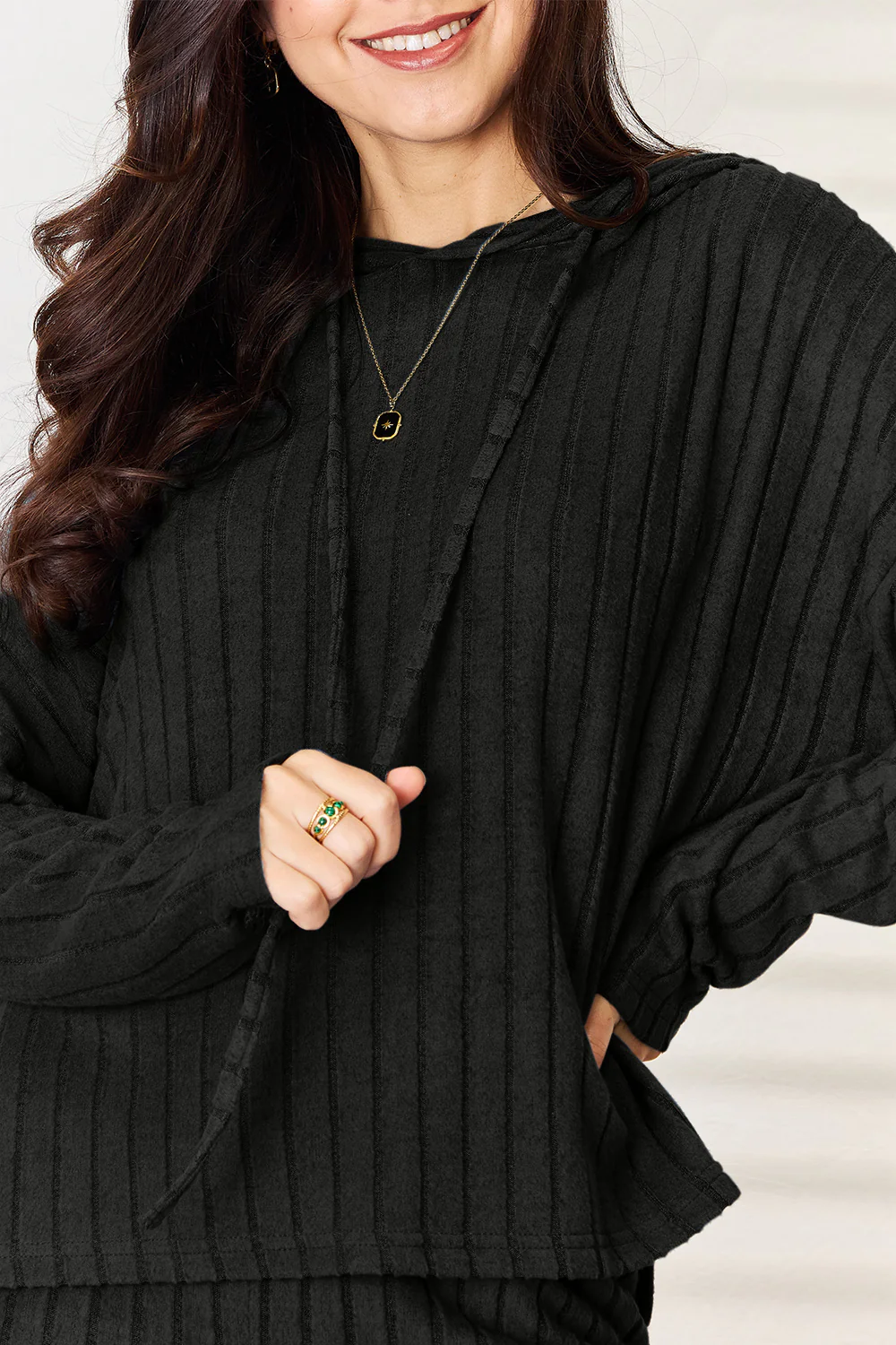 Basic Bae Full Size Ribbed Drawstring Hooded Top and Straight Pants Set - Image 12