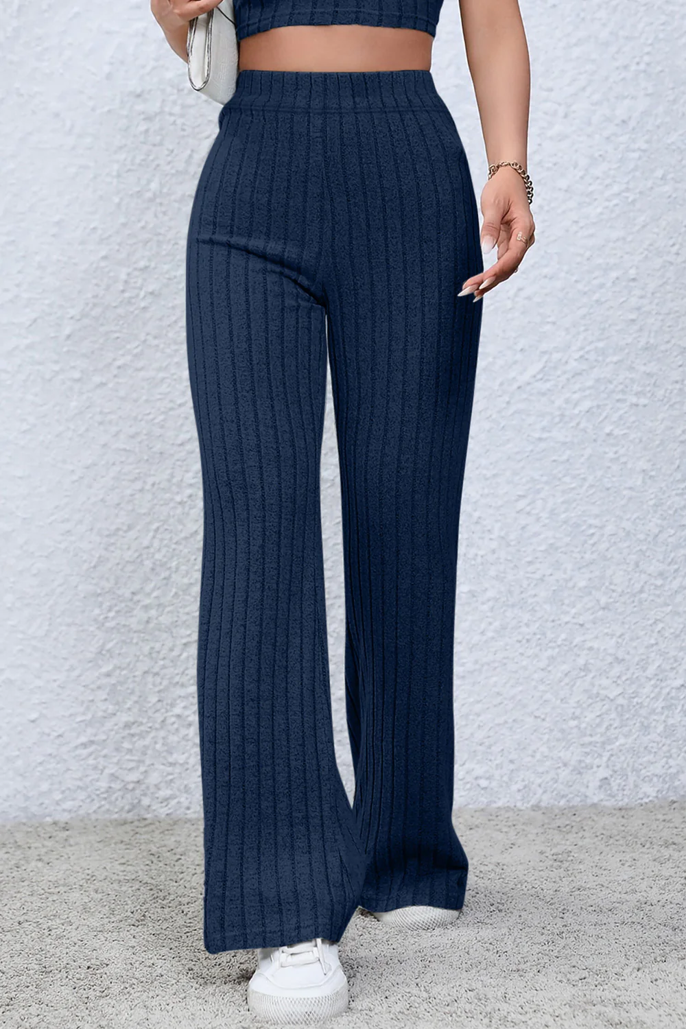 Basic Bae Full Size Ribbed High Waist Flare Pants - Image 10