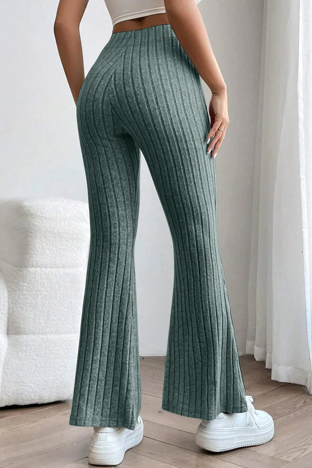 Basic Bae Full Size Ribbed High Waist Flare Pants - Image 20