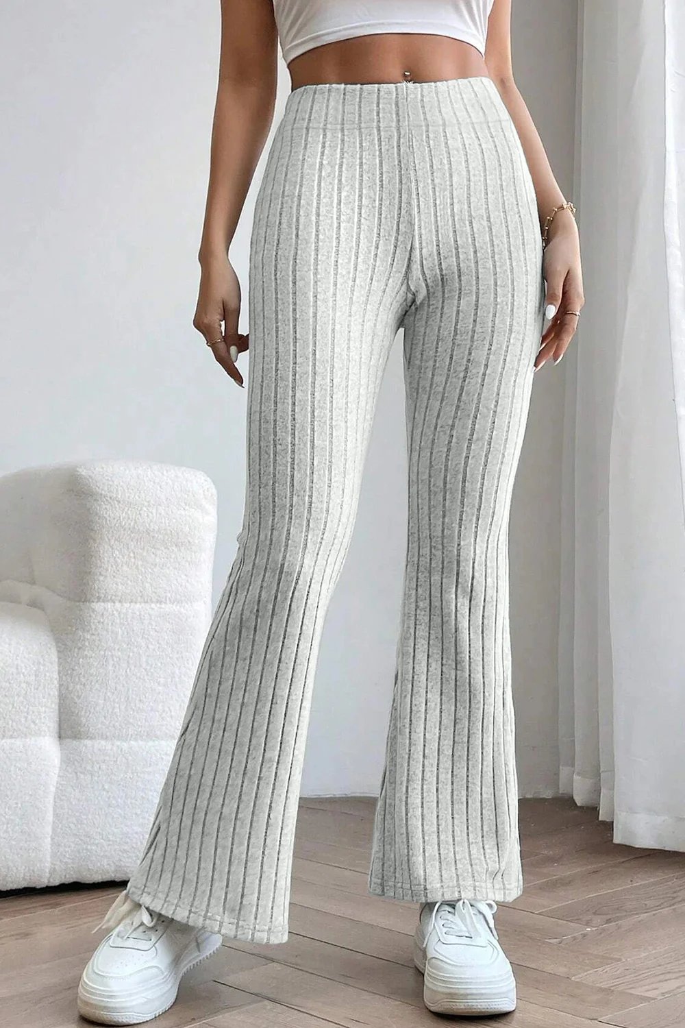 Basic Bae Full Size Ribbed High Waist Flare Pants - Image 23