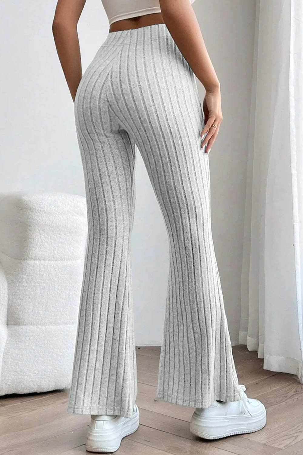 Basic Bae Full Size Ribbed High Waist Flare Pants - Image 26