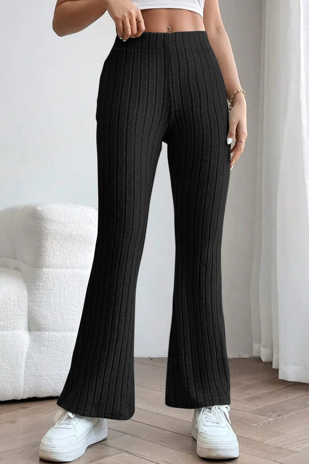 Basic Bae Full Size Ribbed High Waist Flare Pants - Image 3
