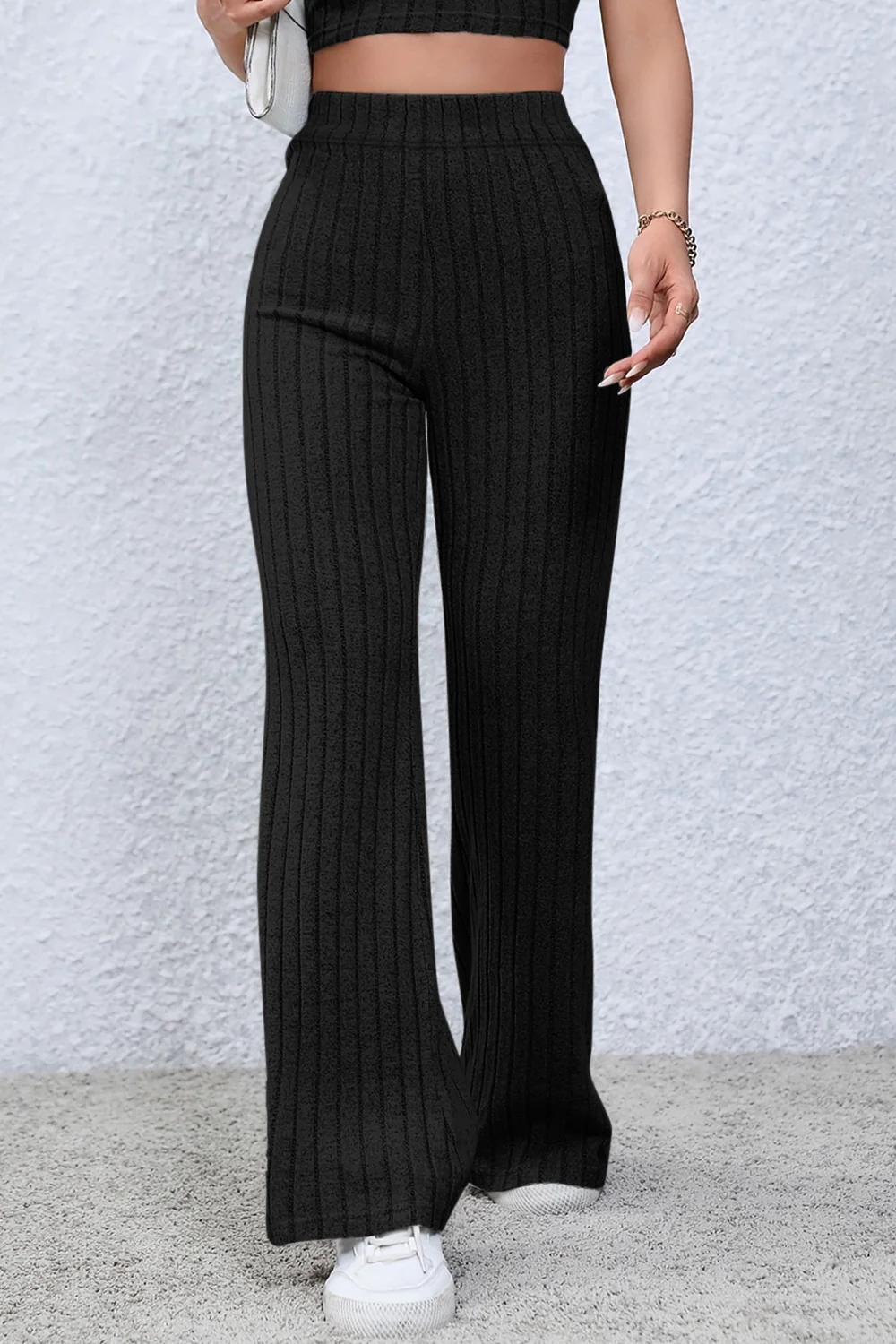 Basic Bae Full Size Ribbed High Waist Flare Pants - Image 6