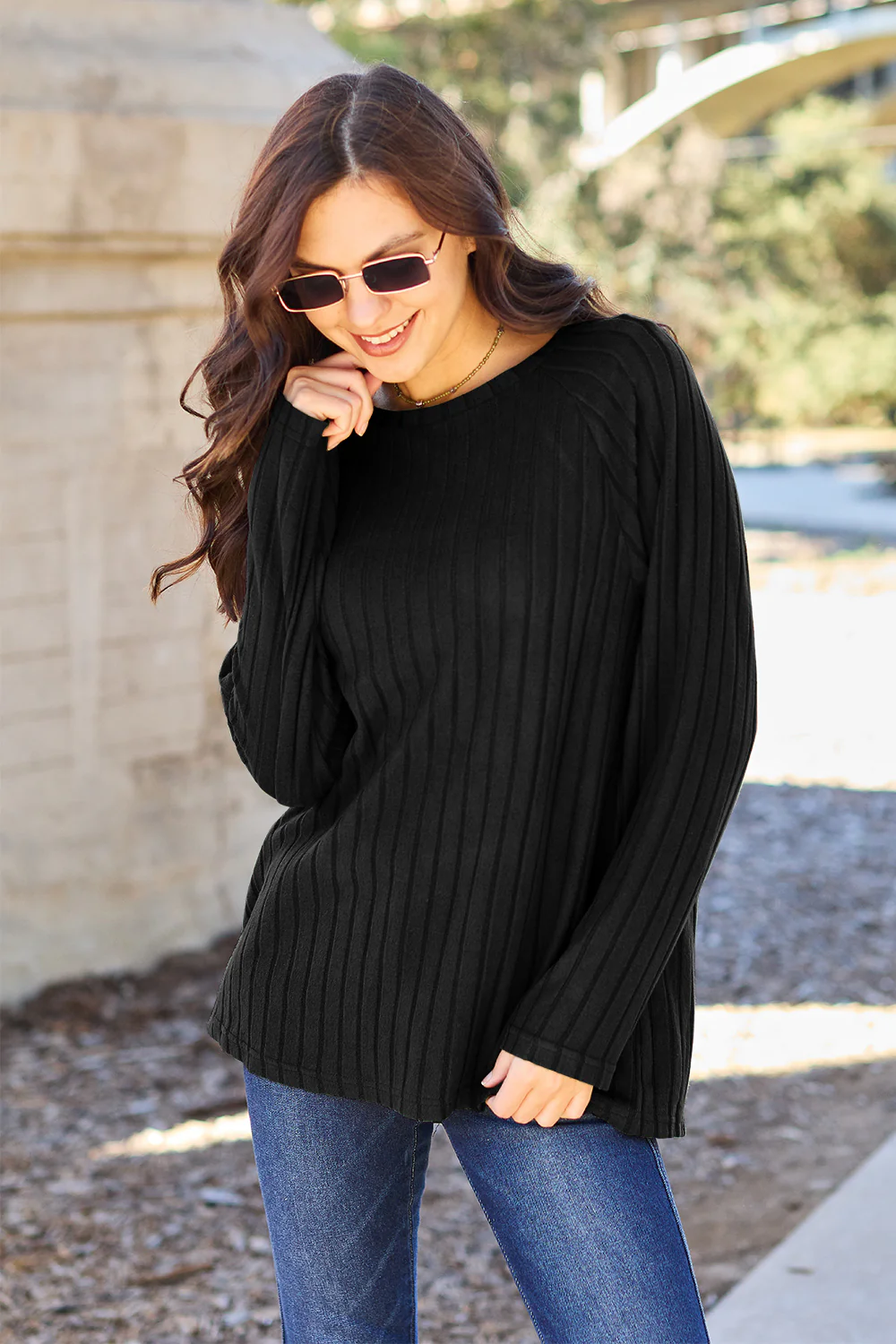 Basic Bae Full Size Ribbed Round Neck Long Sleeve Knit Top - Image 13