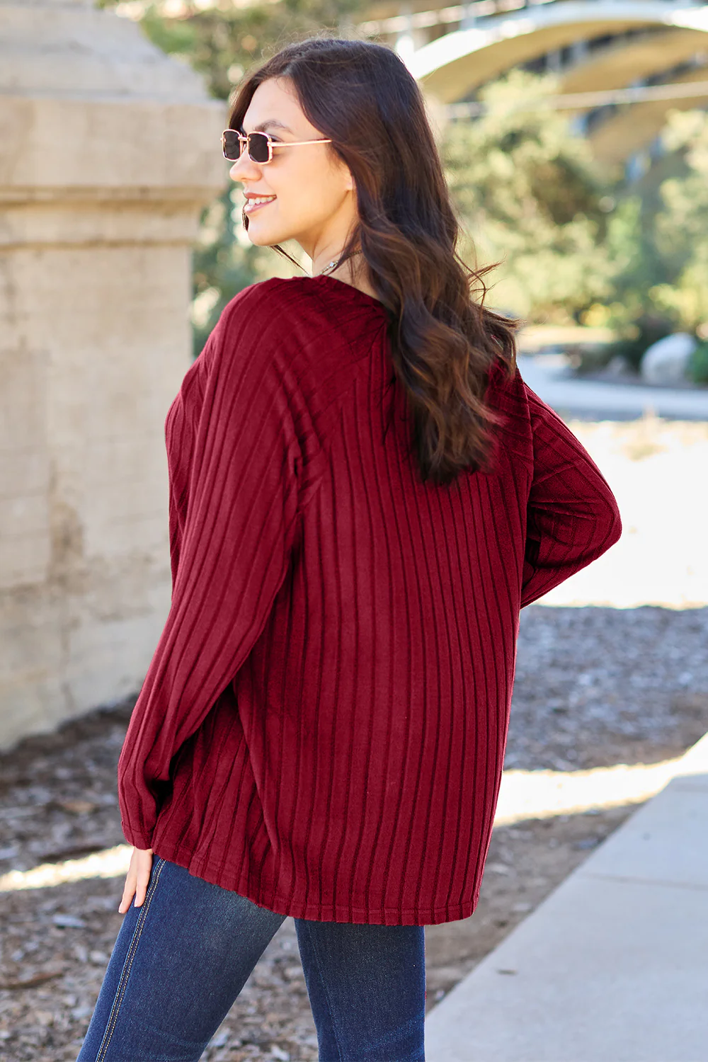 Basic Bae Full Size Ribbed Round Neck Long Sleeve Knit Top - Image 2