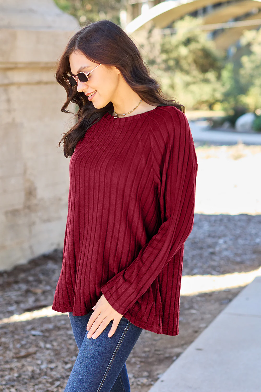 Basic Bae Full Size Ribbed Round Neck Long Sleeve Knit Top - Image 3