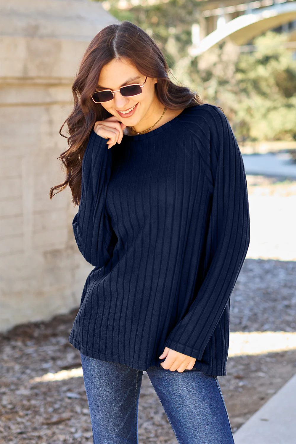 Basic Bae Full Size Ribbed Round Neck Long Sleeve Knit Top - Image 4