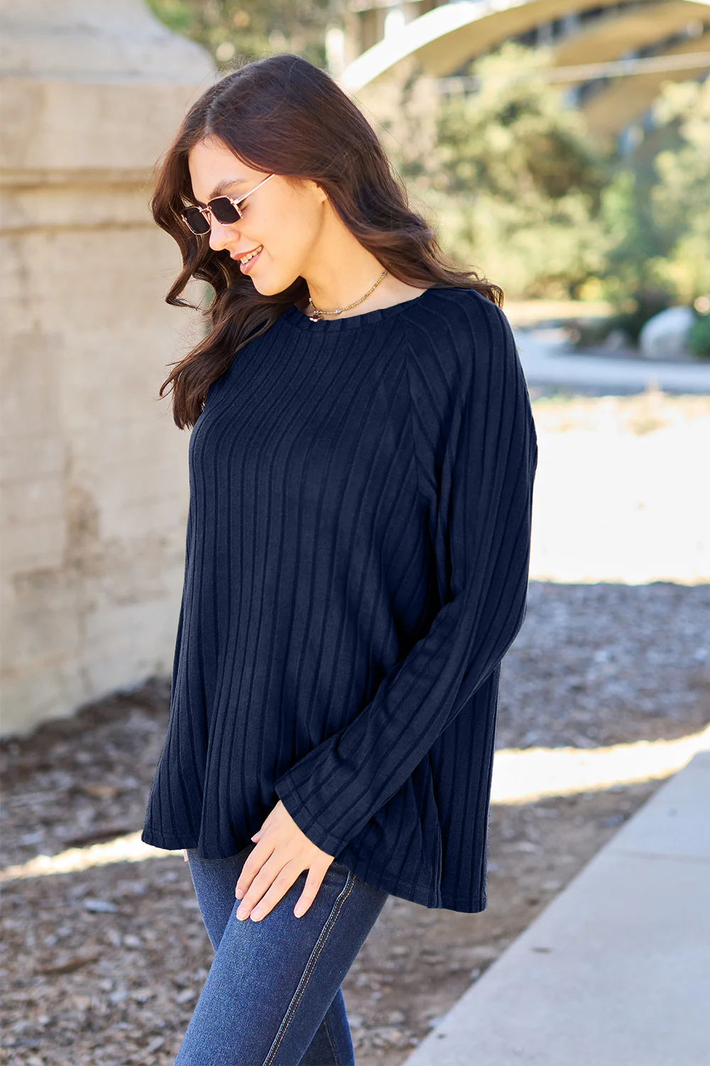 Basic Bae Full Size Ribbed Round Neck Long Sleeve Knit Top - Image 5