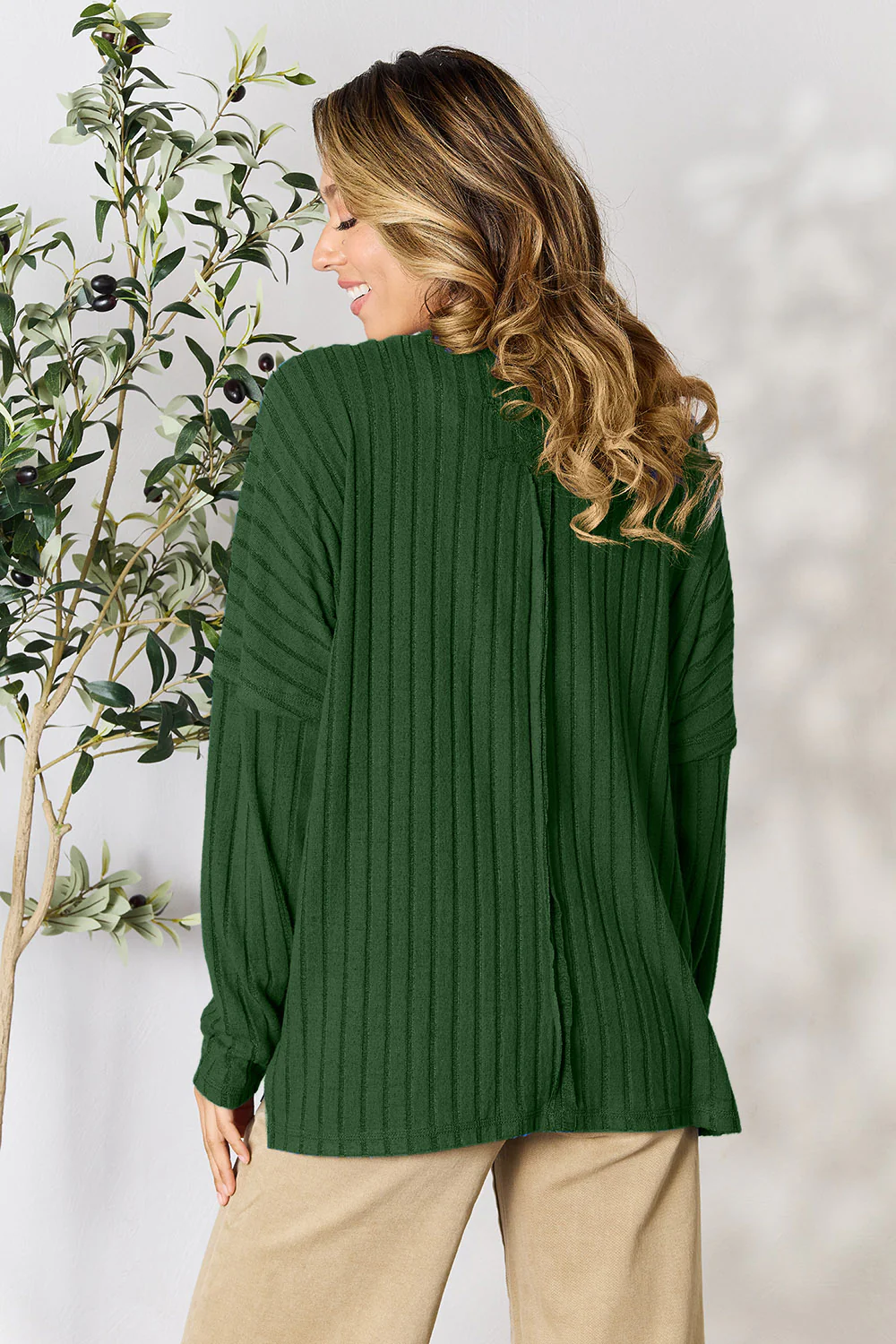 Basic Bae Full Size Ribbed Round Neck Slit Knit Top - Image 29