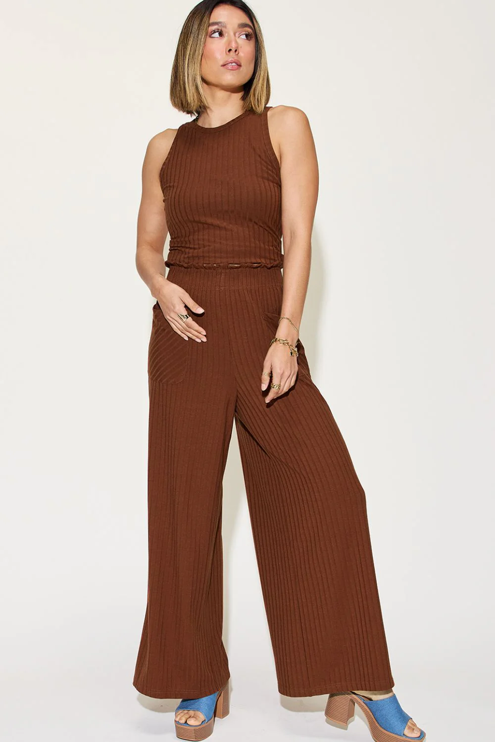 Basic Bae Full Size Ribbed Tank and Wide Leg Pants Set - Image 12