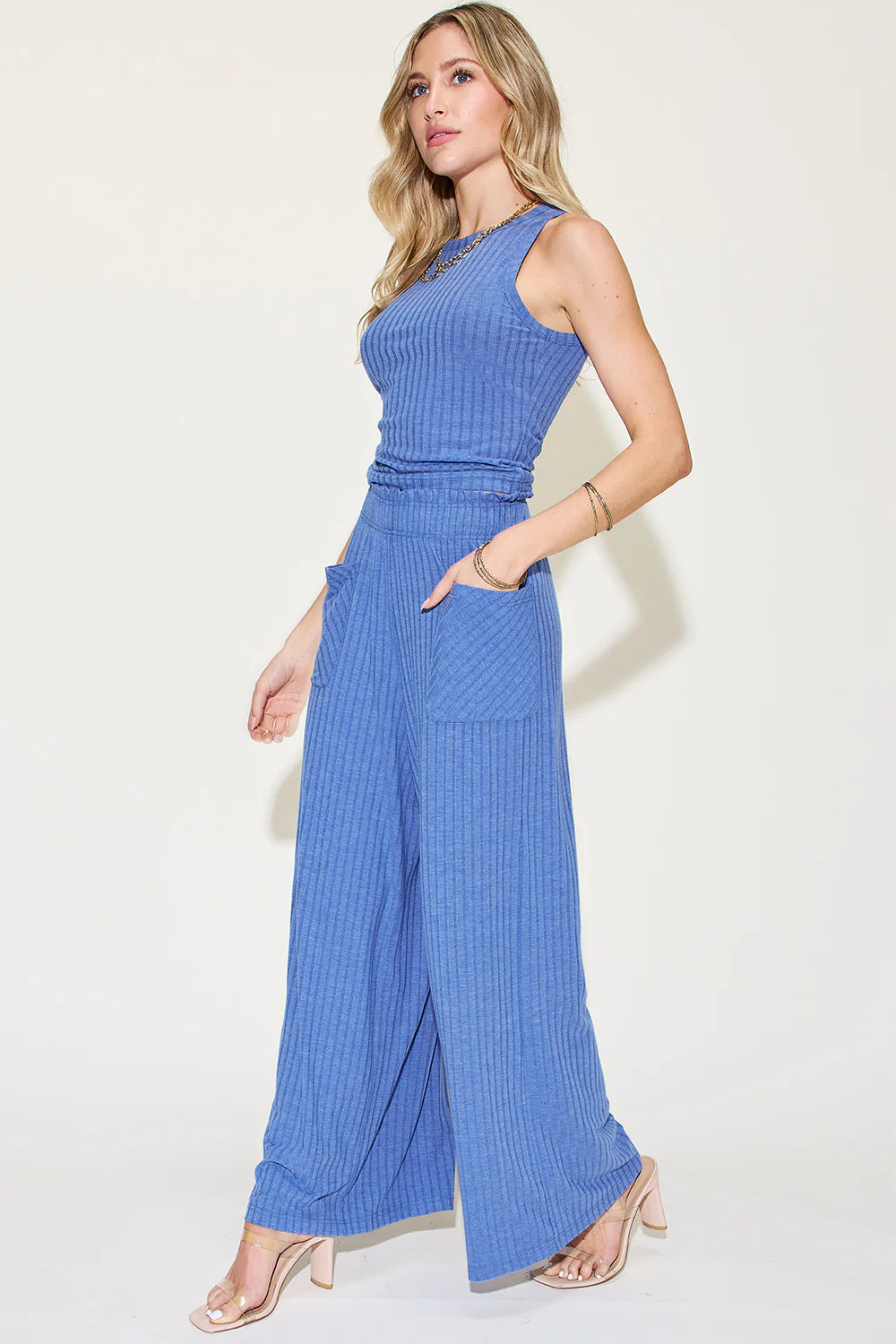 Basic Bae Full Size Ribbed Tank and Wide Leg Pants Set - Image 16