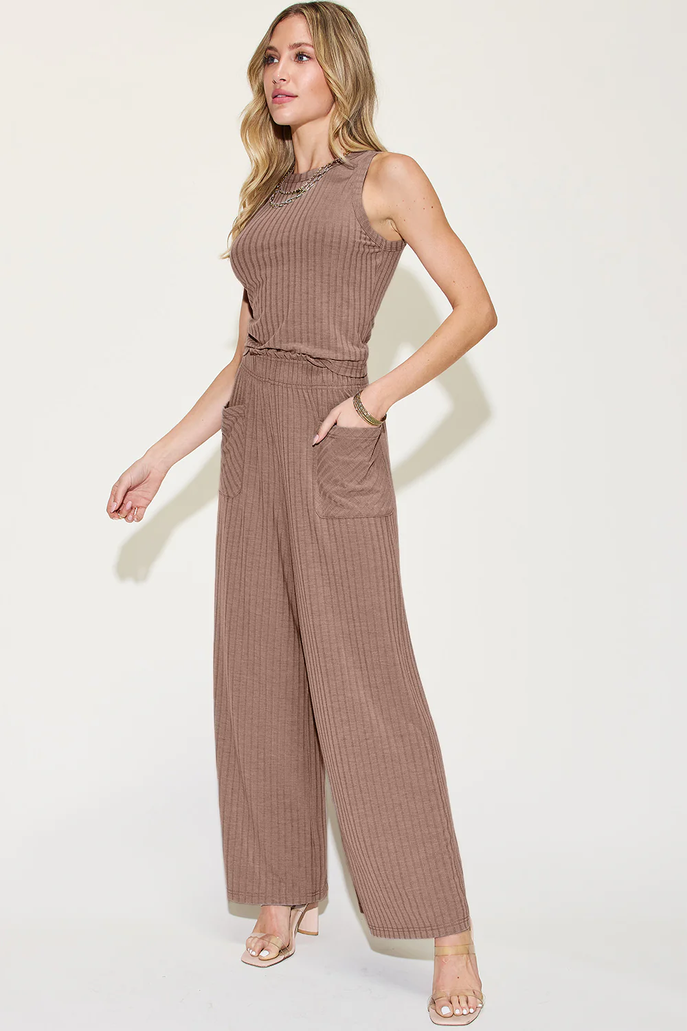 Basic Bae Full Size Ribbed Tank and Wide Leg Pants Set - Image 24