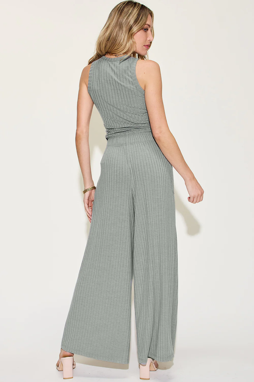 Basic Bae Full Size Ribbed Tank and Wide Leg Pants Set - Image 4