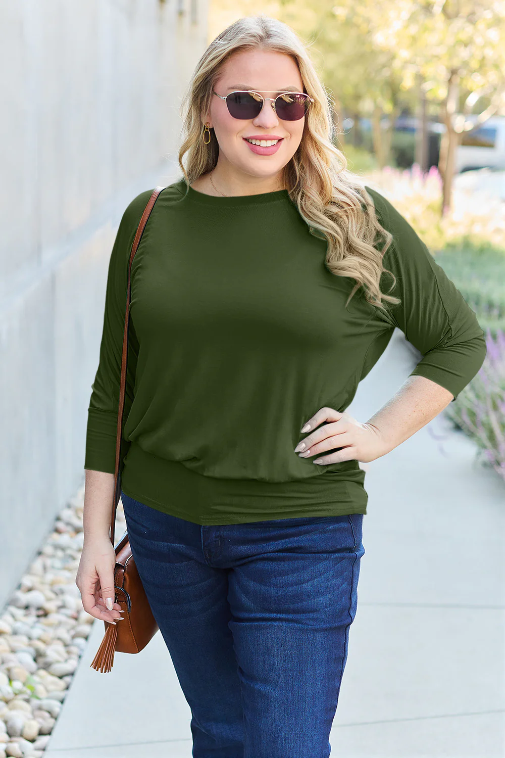 Basic Bae Full Size Round Neck Batwing Sleeve Top - Image 11