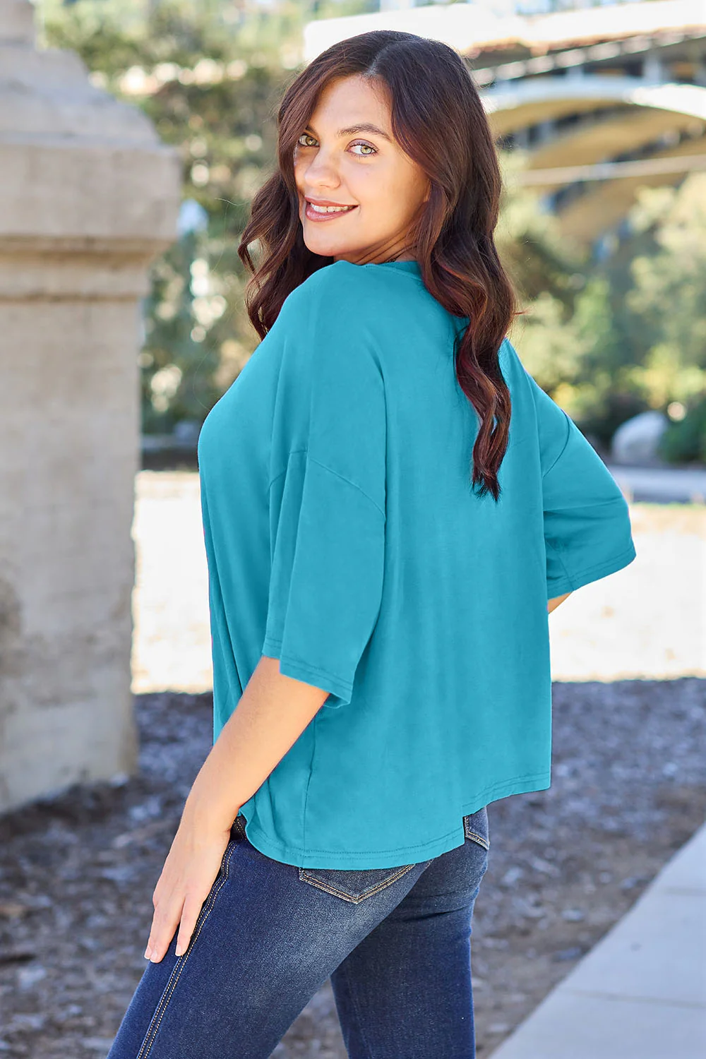 Basic Bae Full Size Round Neck Drop Shoulder T-Shirt - Image 10