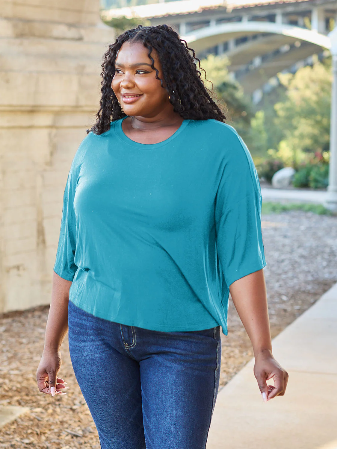 Basic Bae Full Size Round Neck Drop Shoulder T-Shirt - Image 11