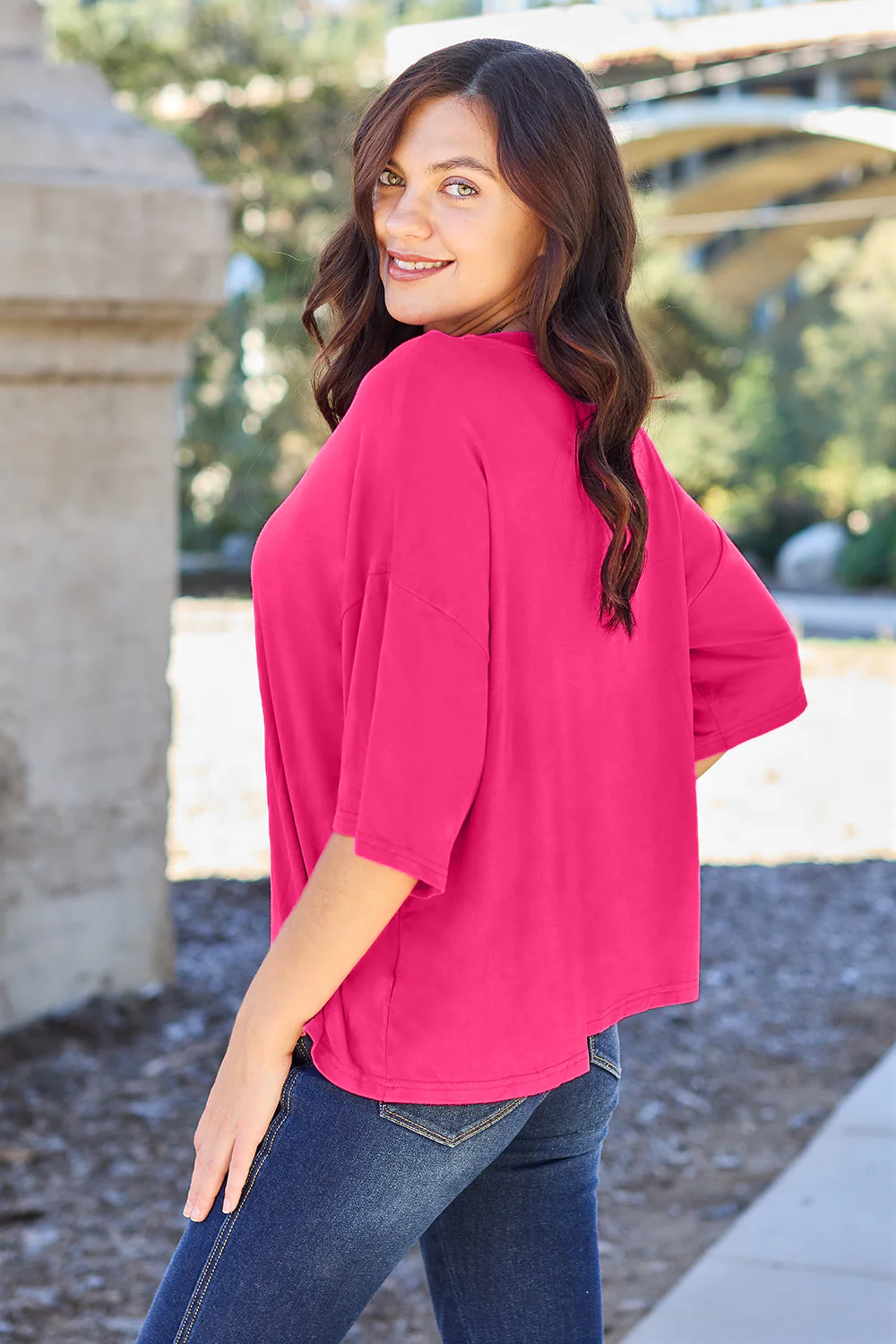 Basic Bae Full Size Round Neck Drop Shoulder T-Shirt - Image 3