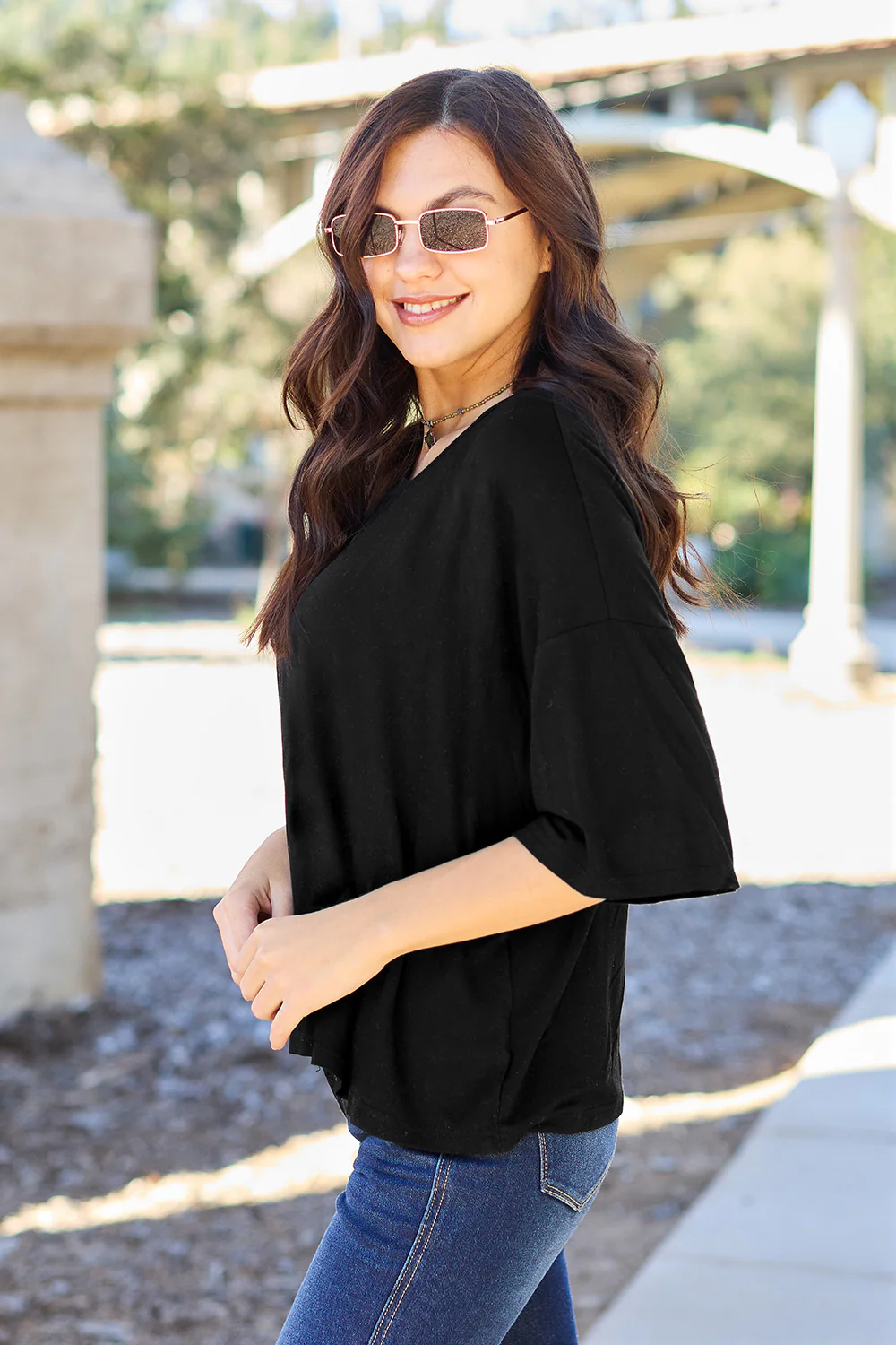 Basic Bae Full Size Round Neck Drop Shoulder T-Shirt - Image 5