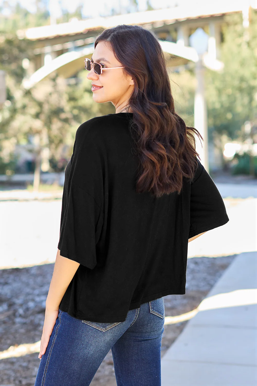 Basic Bae Full Size Round Neck Drop Shoulder T-Shirt - Image 6