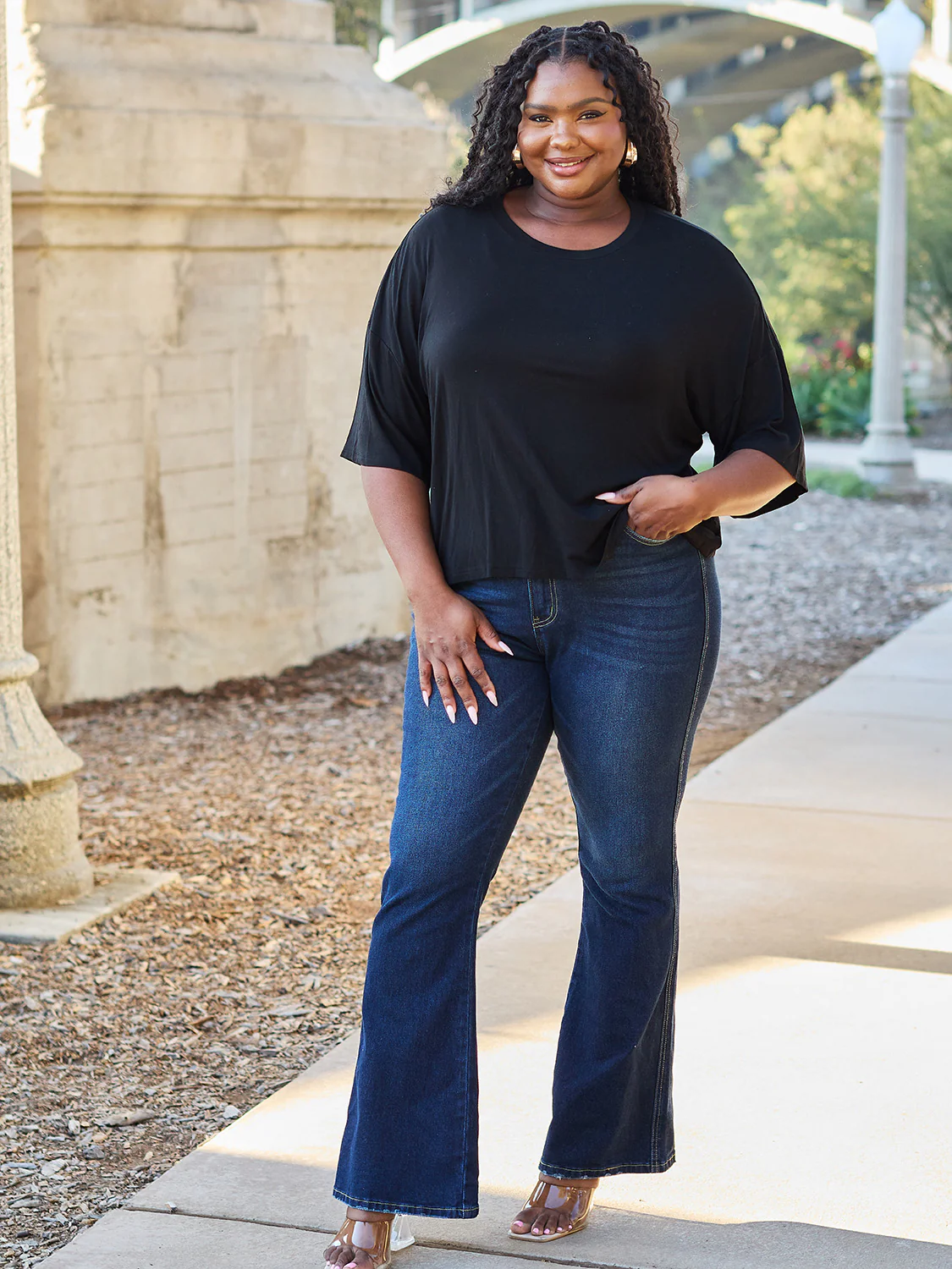 Basic Bae Full Size Round Neck Drop Shoulder T-Shirt - Image 7