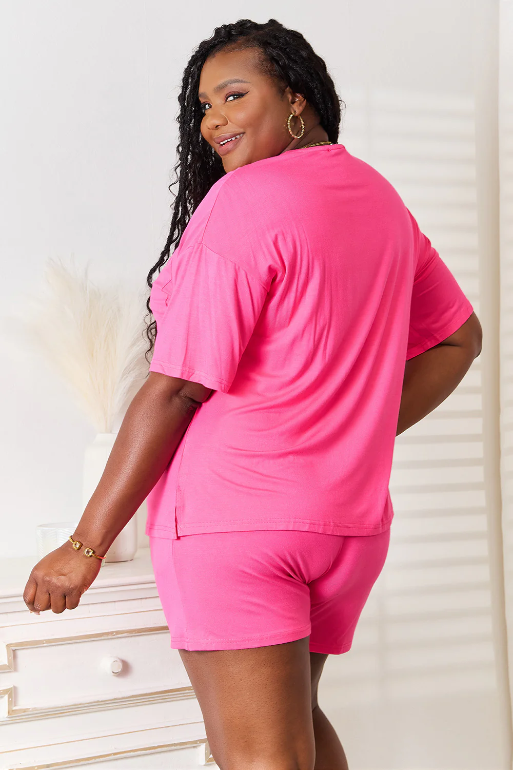 Basic Bae Full Size Soft Rayon Half Sleeve Top and Shorts Set - Image 23