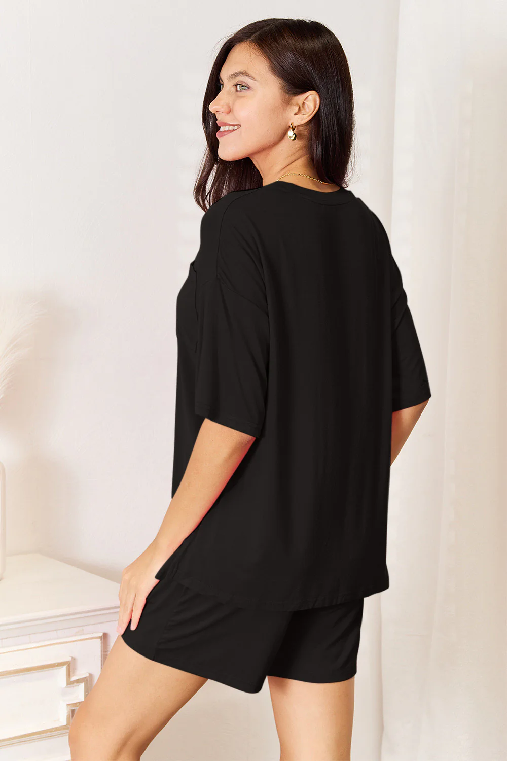 Basic Bae Full Size Soft Rayon Half Sleeve Top and Shorts Set - Image 6