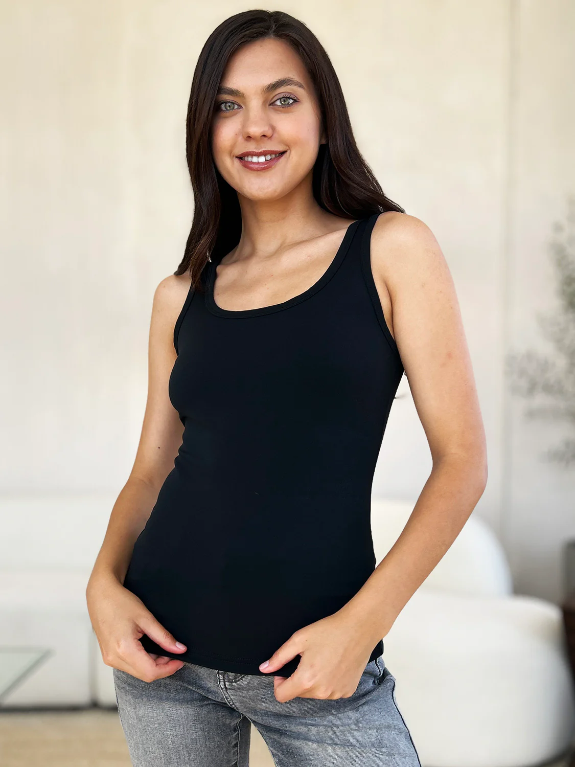 Basic Bae Full Size Square Neck Wide Strap Tank - Image 2