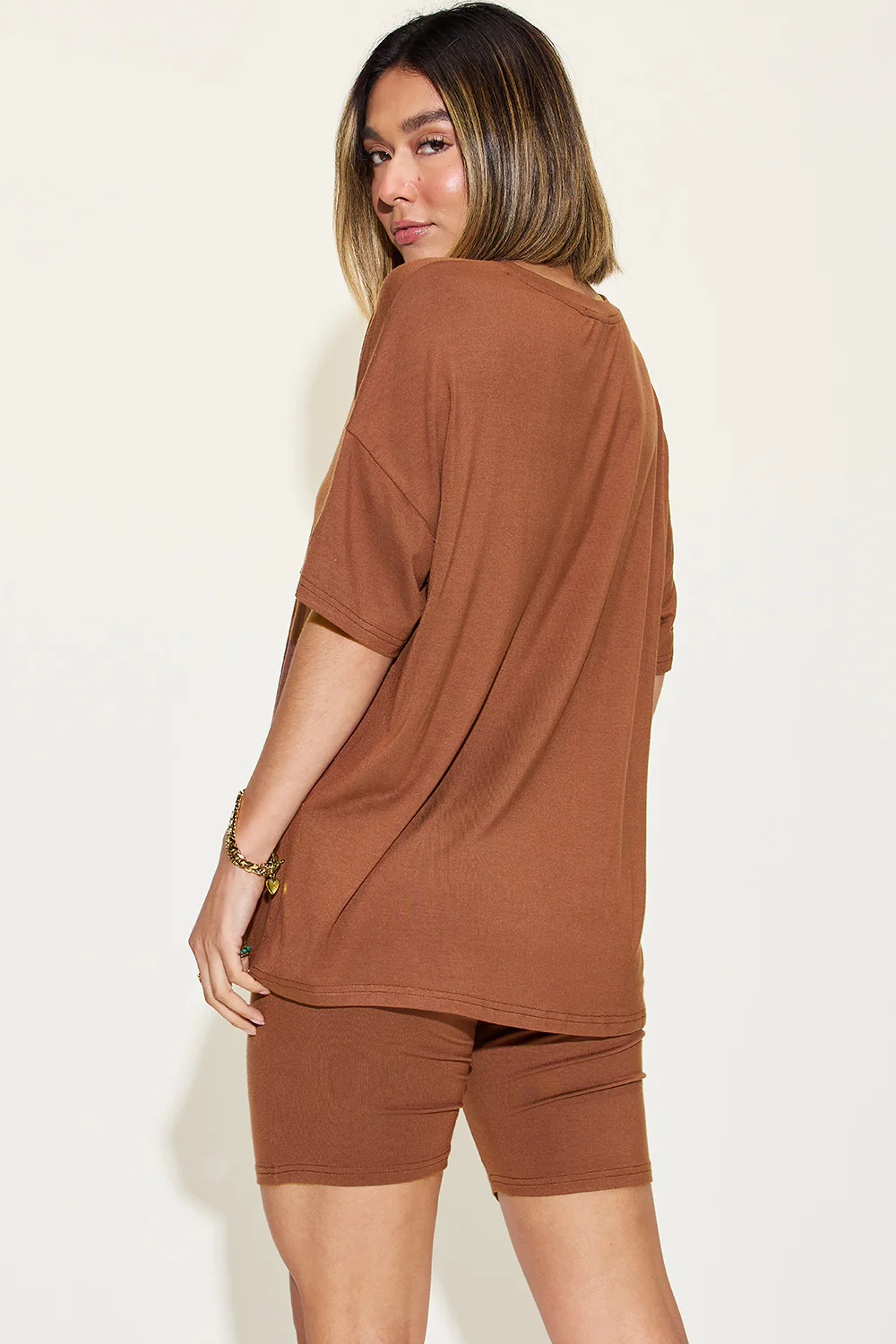 Basic Bae Full Size V-Neck Drop Shoulder T-Shirt and Shorts Set - Image 11