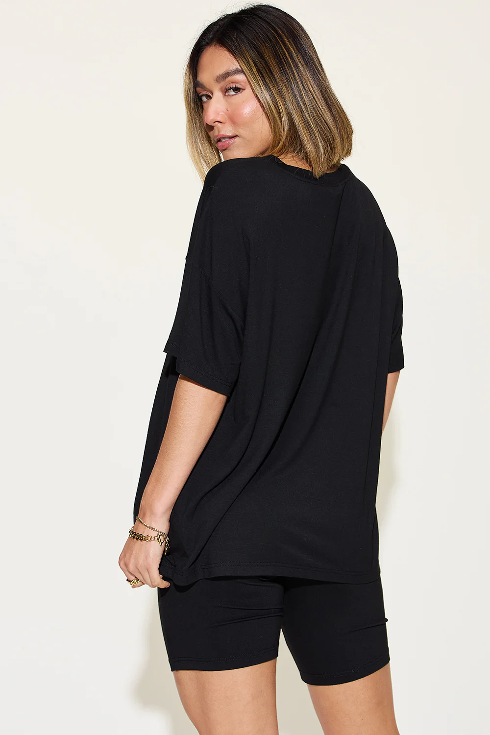 Basic Bae Full Size V-Neck Drop Shoulder T-Shirt and Shorts Set - Image 26