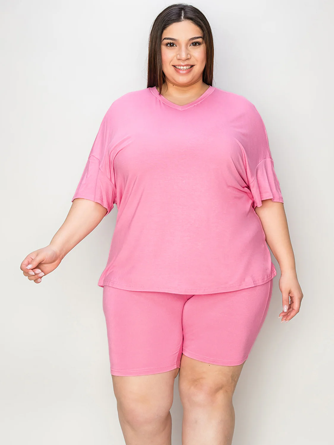 Basic Bae Full Size V-Neck Drop Shoulder T-Shirt and Shorts Set - Image 6